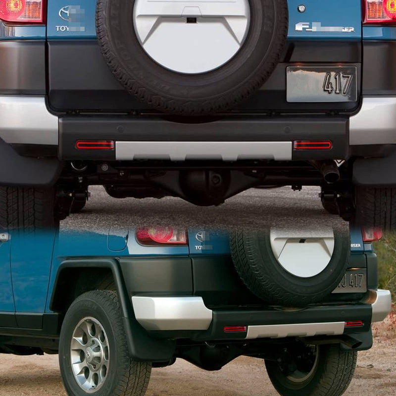 DRL Red Lens LED Rear Fog Daytime Running Lamp Dynamic Sequential LED Turn Signal Light Function Compatible with Toyota FJ Cruiser 2007-2022 Accessories REAR Bumper B