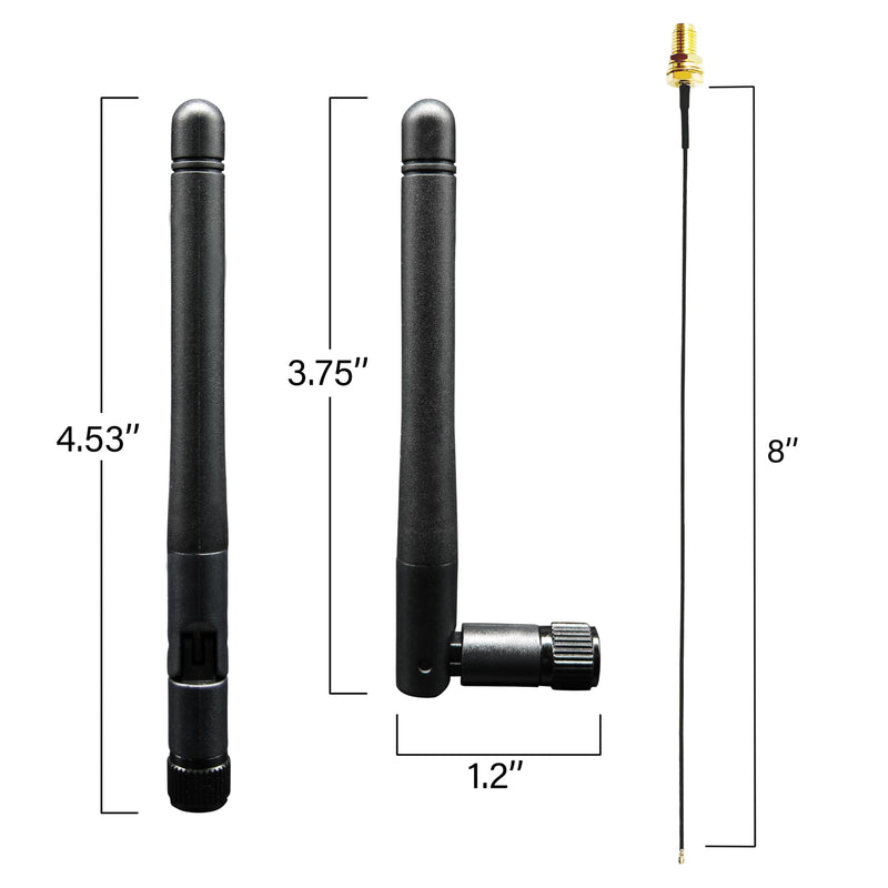 WiFi Bluetooth Antenna 2 Pack & Pigtail 2 Pack, 5Ghz 2.4Ghz 3dBi WiFi Card Antenna, 8-Inch RP SMA-Female to IPEX4/MHF4 Cable for M.2 NGFF Network Card and Routers Antenna Pigtail Kit for M.2 NGFF Card