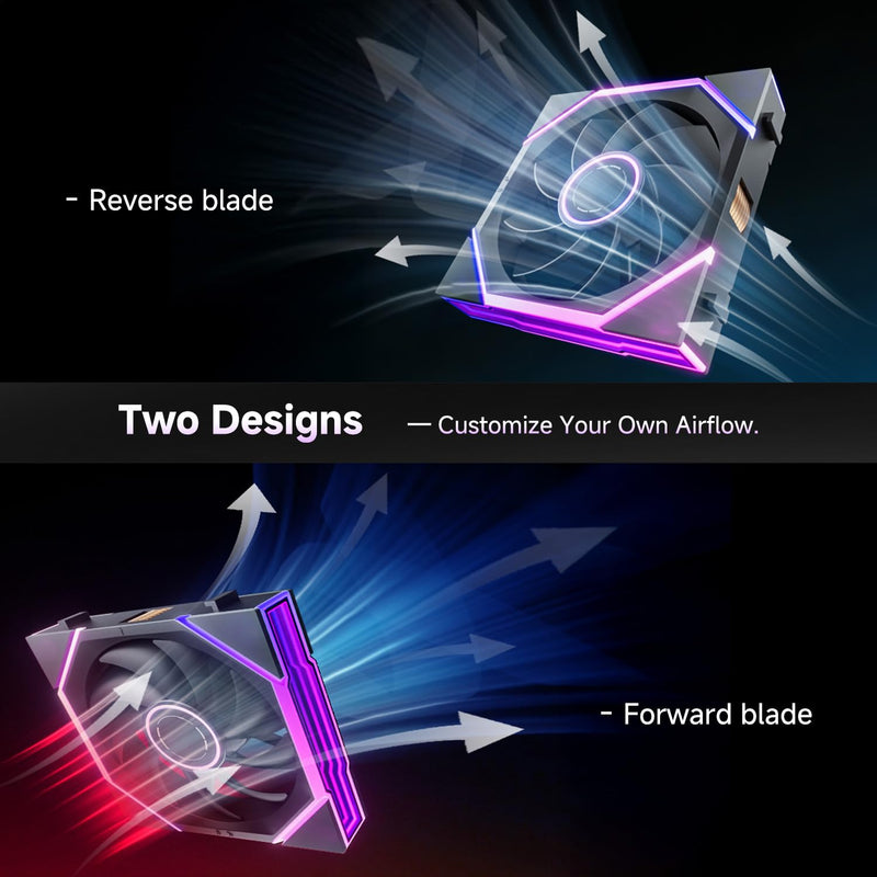AsiaHorse Nyota Ultra 120mm PC Case Fan - Space-Inspired Design (Infinity Mirror + RGB Ring), 9 Blades 58.5 CFM, Modular Build, Ultra-Quiet Silicone Pads, PWM Control-Quiet Hydro Bearing 3 Pack-120mm Black-Reverse Blade