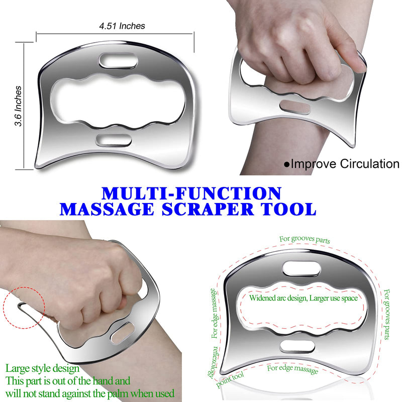 BYYDDIY 3 in 1 Stainless Steel Muscle Scraper Tools Set,Scraping Massage Tools for Physical Therapy,Derma Edge Massage Tool & GuaSha Massage Scraper Tool,IASTM Tools,Guasha Tool for Body SDC1