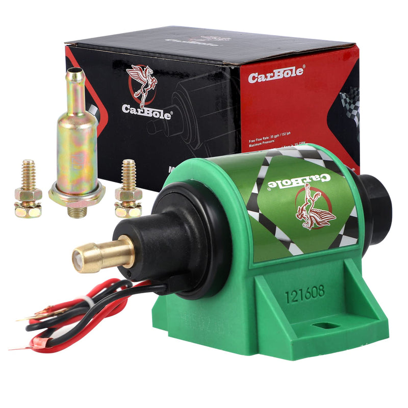 CarBole 12D Micro Electric Diesel Fuel Pump Universal 5/16 inch Inlet and Outlet 12V 1-2 A, 35 GPH, 4-7 PSI Diesel Fuel Pump 4-7 Psi