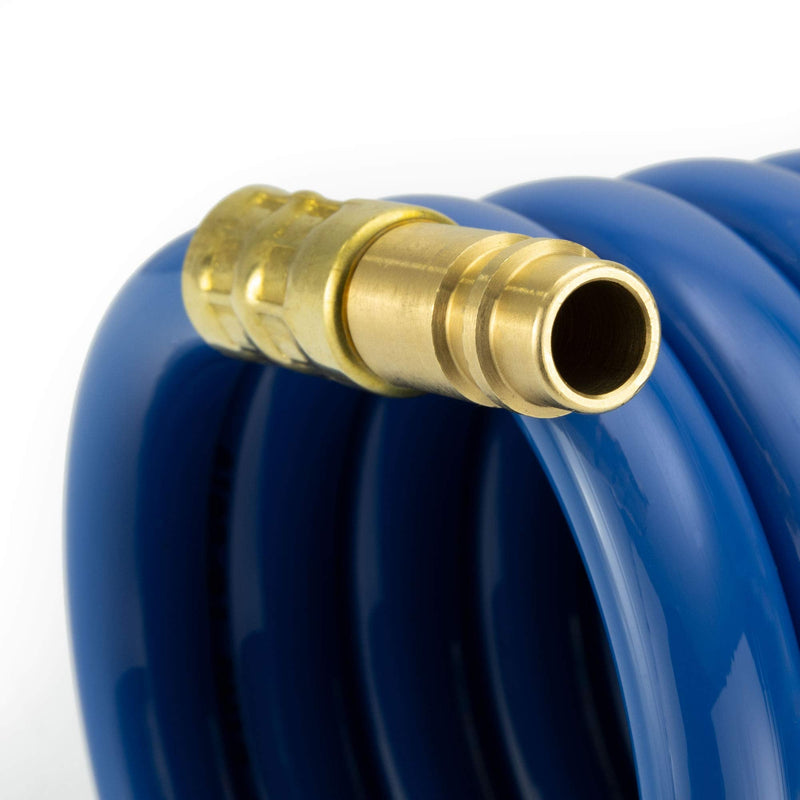 RecPro RV Exterior Shower Hose | 15' Blue Coiled Hose | Optional Flexible Quick Connect Sprayer | UV Resistant (No Sprayer) No Sprayer