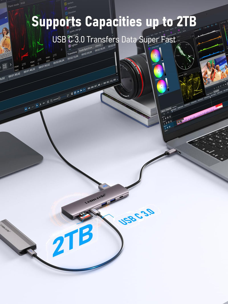 USB C Docking Station Dual Monitor, 10 in 1 USB C Hub with 2 HDMI Ports, PD Charging, SD/TF, 5 USB C/A Ports, Dual HDMI Adapter for Dell XPS/HP/Lenovo/Surface 10-in-1 With Dual Monitor