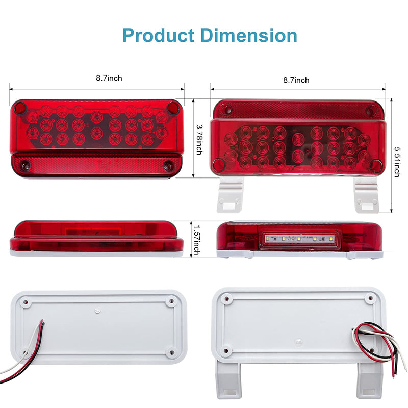 LED Trailer lights, RV Tail Lights LED, RV Brake Lights, Brake Stop Turn Camper Tail Lights with Red Reflex Trailer Tail Lights
