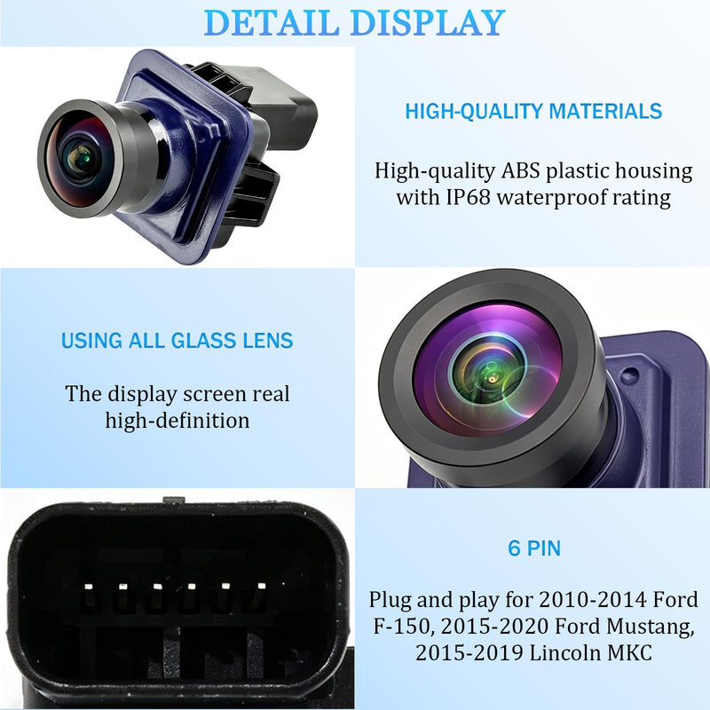 Backup Camera for 2010-2014 Ford F150, 2015-2020 Mustang, 15-19 Lincoln MKC | EL3Z-19G490-D BL3Z-19G490-B EL3T-19G490-AA Rear View Mirror Assist Camera Reverse Camera Replacement CL3Z-19G490-B 592-079