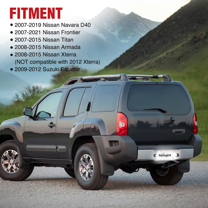 Nilight License Plate Light Compatible with 2007 2008 2009 2010 2011 2012 2013 2014 2015 2016 2017 2018 2019 2020 2021 Nissan Frontier Navara D40 2007-2015 Titan Armada Xterra Black Housing Black 2007-2021 Frontier/2007-2015 Titan&Xterra