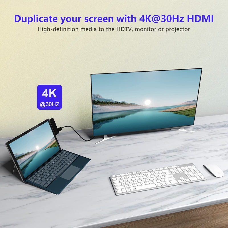 Microsoft Surface Go Docking Station, 4-in-1 Accessory with 4K HDMI + USB 3.0 Port Hub + 3.5mm Audio Adapter for Surface Pro and Go