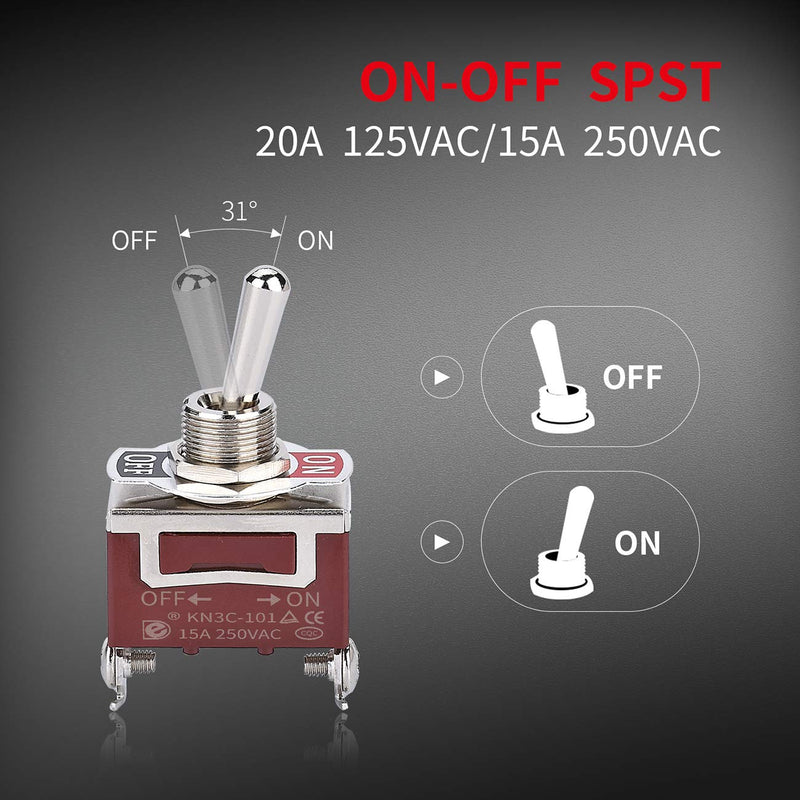 DaierTek Waterproof Toggle Switch 12V DC 30A Heavy Duty 2 Pin ON Off SPST with Weatherproof Boot Cap Cover for Auto Car Marine Boat -2 Pack Screw ON/OFF