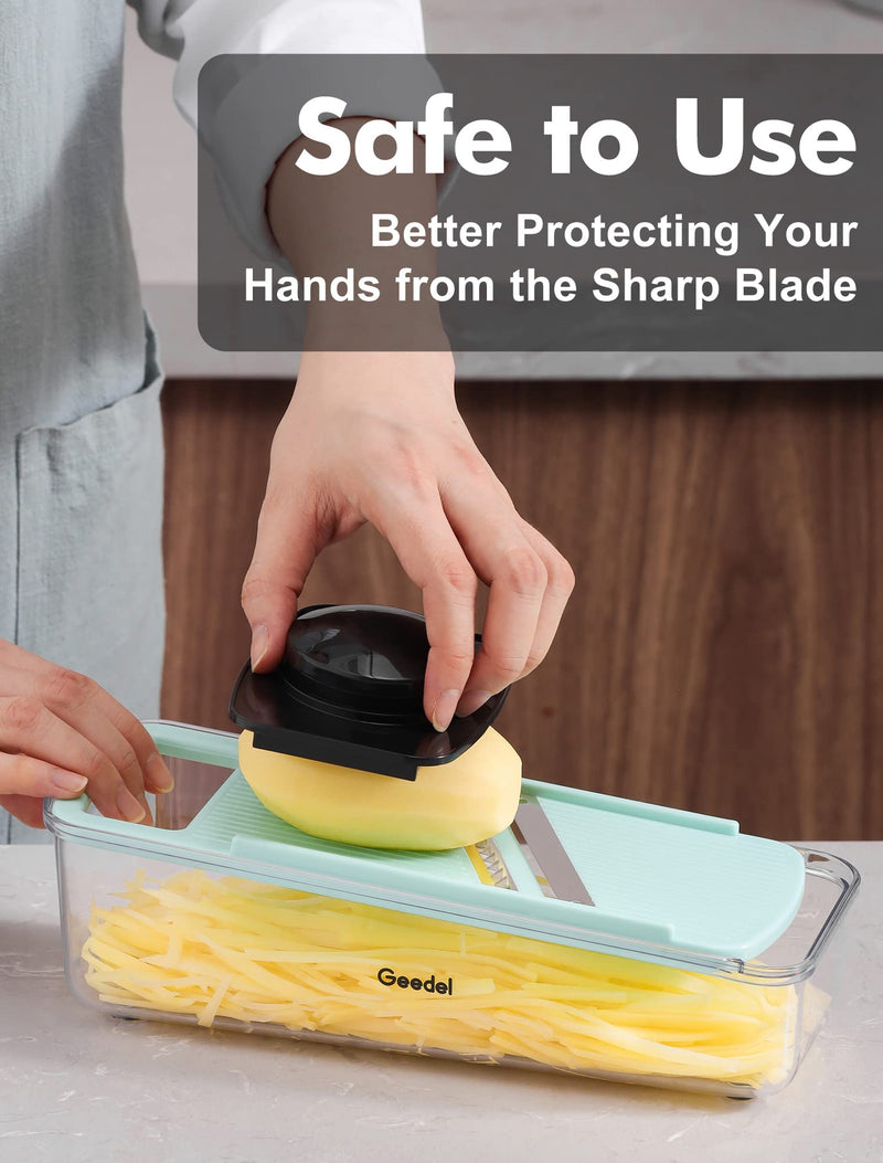 Geedel Professional Mandoline Slicer for Kitchen, Multi Purpose Vegetable Slicer Cutter, Vegetable Cutter Onion Cutter for Veggie Fruit Cheese Light Blue