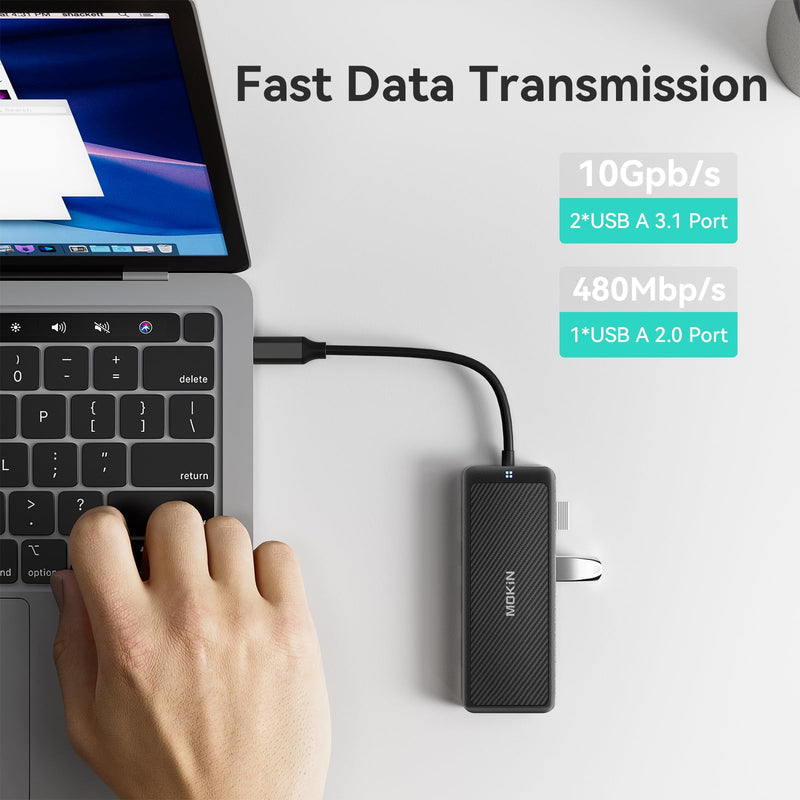 MOKiN USB-C Hub, 9-in-1 USBC Dock, Dual 4K HDMI USB C to USB Adapter, 1 Gbps Ethernet Hub, 100W Power Delivery, SD Card Reader for MacBook Pro, XPS and More