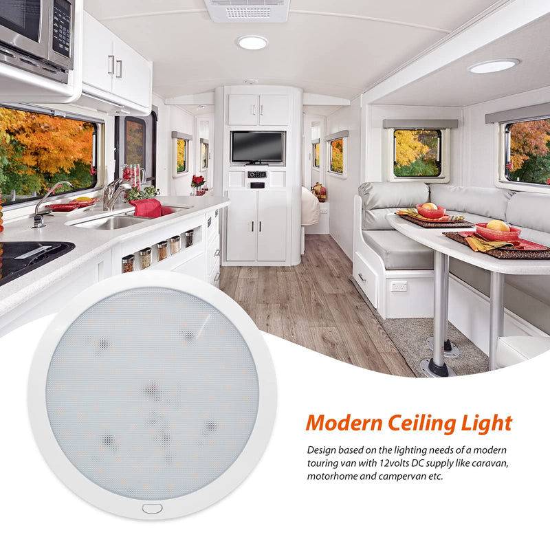 Dream lighting RV Lights Interior Dimmable 12 Volt LED Ceiling Light Fixture with Switch for RV Motorhome Boat Marine - 8.5 Inches, 14.3W, 850 LM, Cool White & Blue Lighting 8.5inch-Cool White&Blue