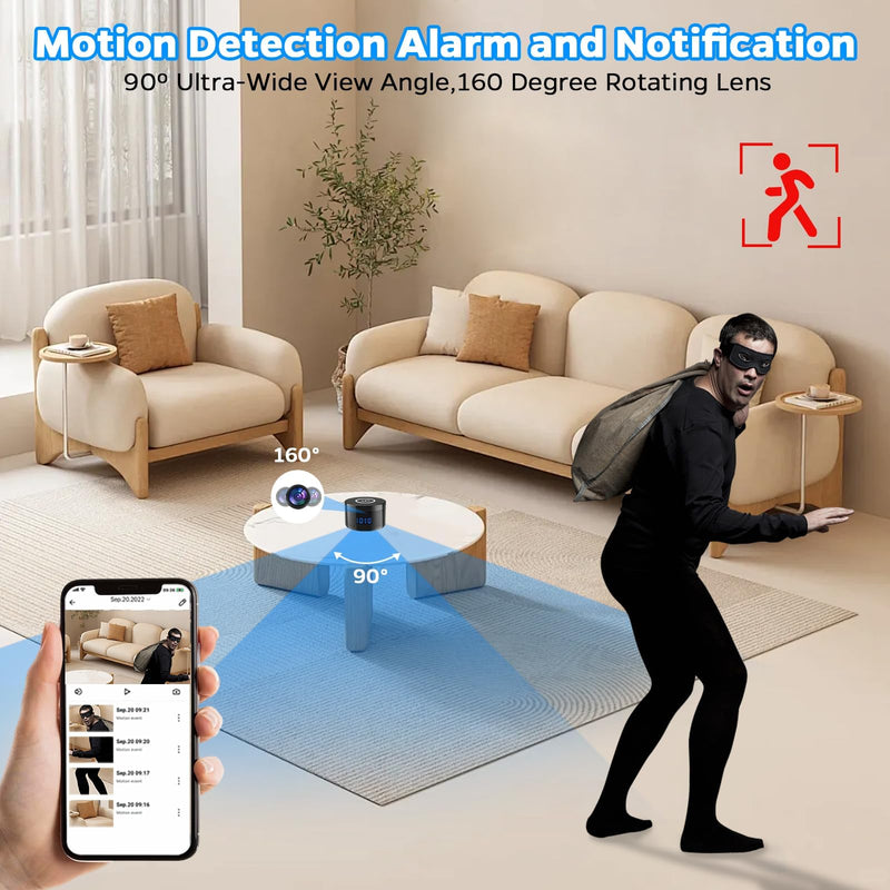 Indoor Camera with Clock and Wireless Charging, 1080P WiFi Cameras for Home, Security Camera with Motion Detection, Night Vision, Local & Cloud Storage,with APP (Black) Black