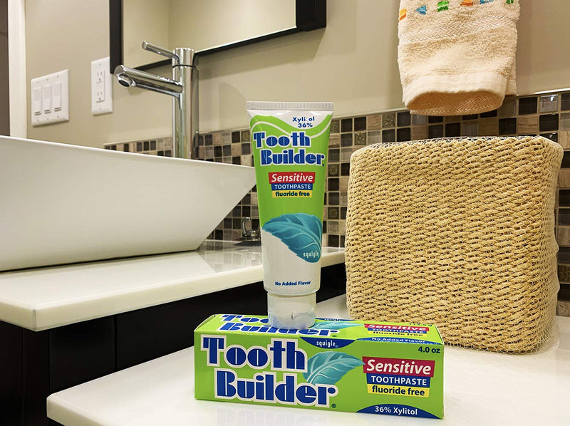Squigle Tooth Builder SLS Free Toothpaste (Stops Tooth Sensitivity) Prevents Canker Sores, Cavities, Perioral Dermatitis, Bad Breath, Chapped Lips, 4 oz (16 Ounce (Pack of 4), Unflavored) 4 Ounce (Pack of 4)