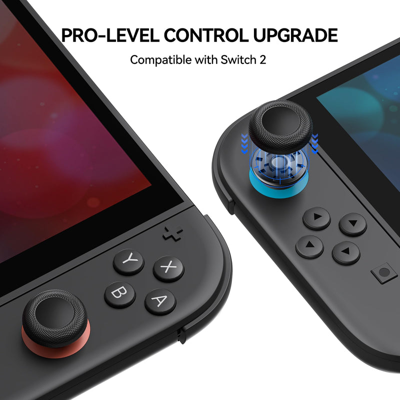 NEWDERY Joystick Replacement Caps Thumb Grips for Nintendo Switch 2 | 10PCS, for Nintendo Switch 2 Joy-Con, Anti Slip, Diamond Texture, TPU Grip Caps, Joystick Covers, Repair Kit Accessories