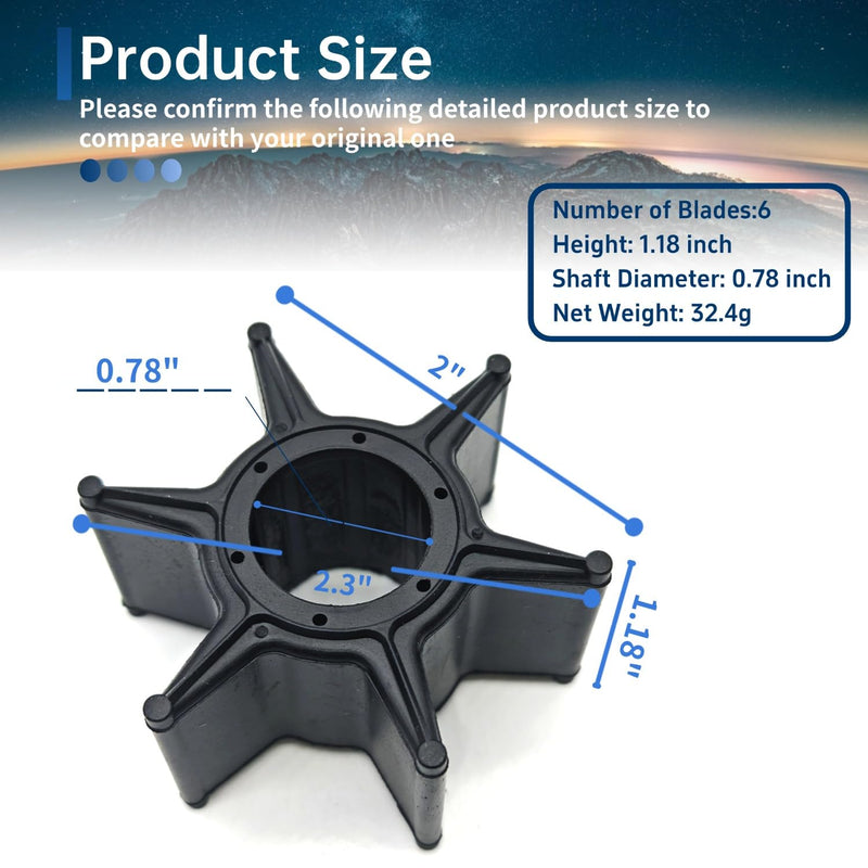 Water Pump Impeller Kit for Yamaha 60-90HP 2-Stroke Outboards 2000-2019 - OEM 692-W0078-02-00 Replacement with Gaskets, Fits 70/75/90HP TLR & F90 Engines