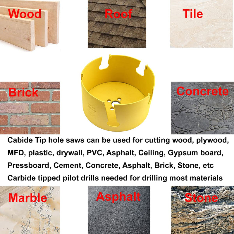 MaxTool 5-1/4" TCT Hole Saw 133mm Carbide Tip Holesaw 2.25" Deep with 5/8-18 Thread for Cut Asphalt Brick Concrete MDF Tough Material; CT00Y57R516