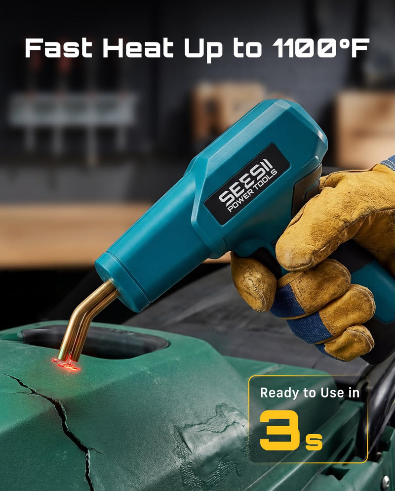 SEESII 150W Plastic Welder Welding Kit, 2 in 1 Hot Stapler Plastic Repair Kit with 60W Soldering Iron, Staples, 20PCS Plastic Rods & Pliers for Car Bumper Crack, Kayak, Dashboard, Plastic Toys Repair Blue