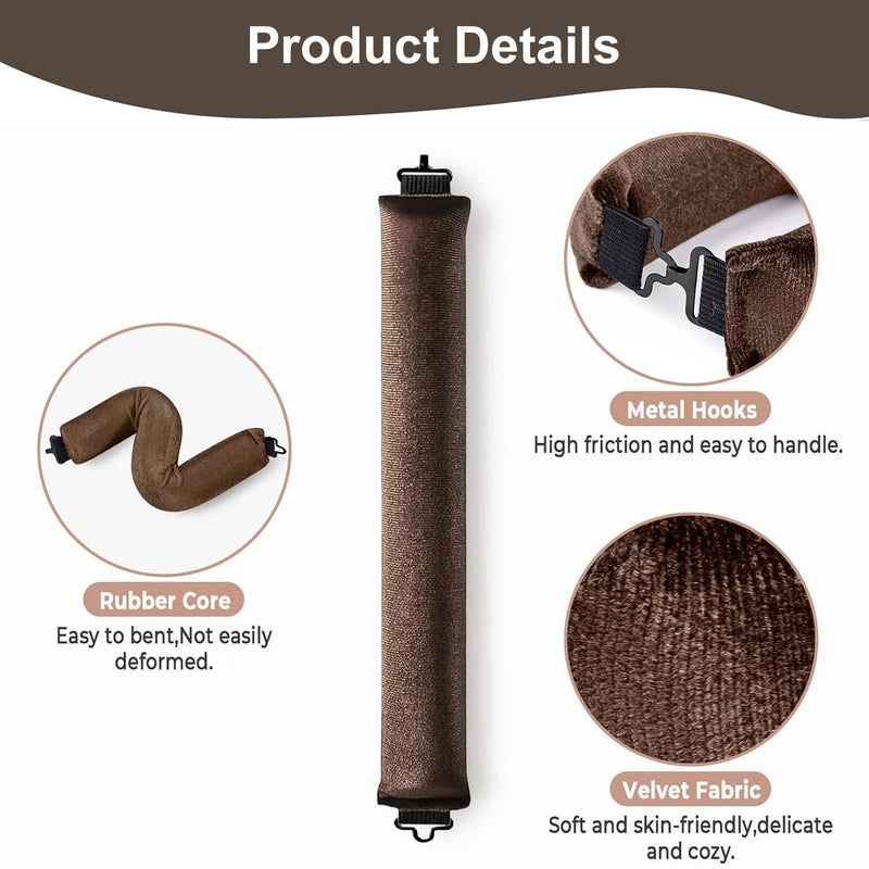 Heatless Hair Curler (3 Pcs), Sleeping Roller, DIY Styling Tool, for All Hair Types, Medium Long Sleeping Hair, Brown