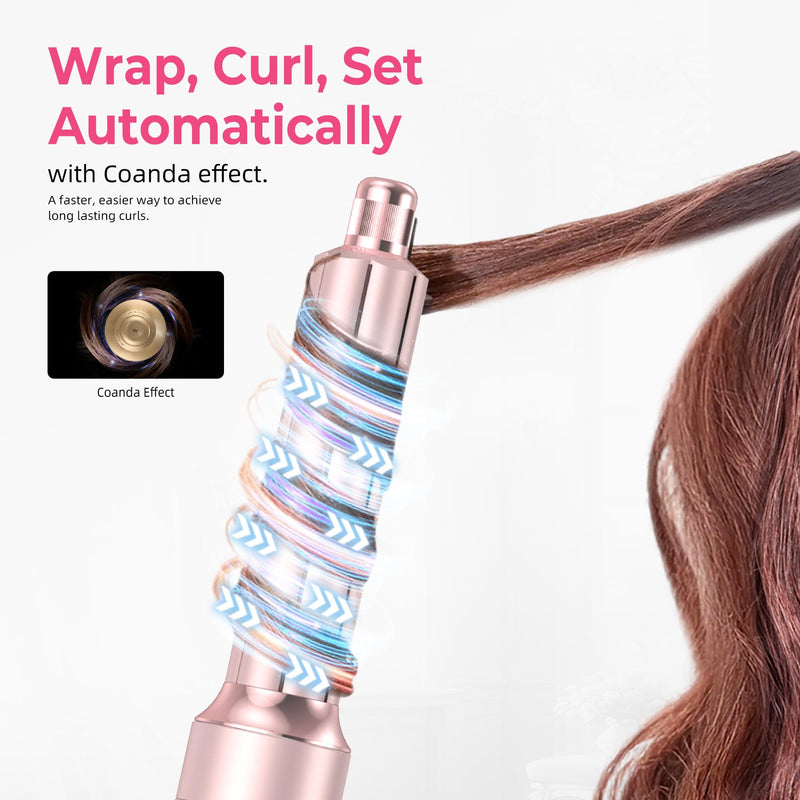 Atopskins Airbrush Hair Styler 6 in 1 Pro Air Styler Airbrush 6 in 1 Multi Styler with Blow Dry Hair Brush, Aircurler, Magic Hair Styler for Dry, Curl, Volumize, Straighten, Sleek in One Step White