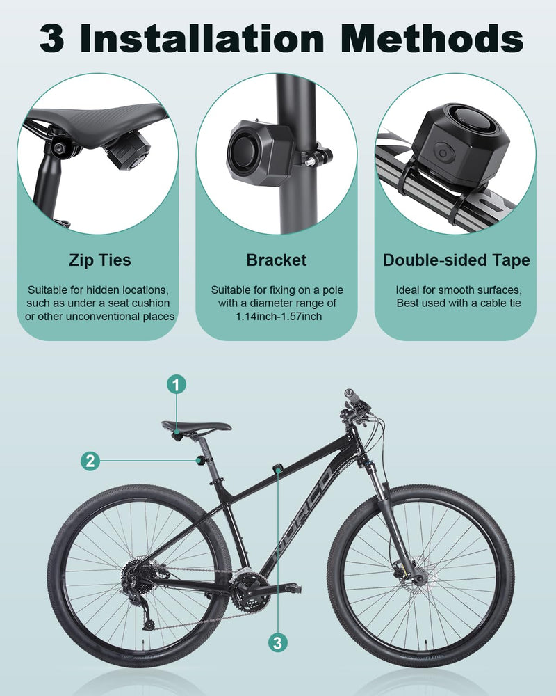 Max 110dB Bike Alarm,Bike Alarms For Ebikes Rechargeable Motorcycle Alarm With Remote,7 Levels Sensitivity Bicycle Alarm, Anti Theft Bicycle Alarm& Ebike Alarm For Car Motorcycle Scooter Ebike