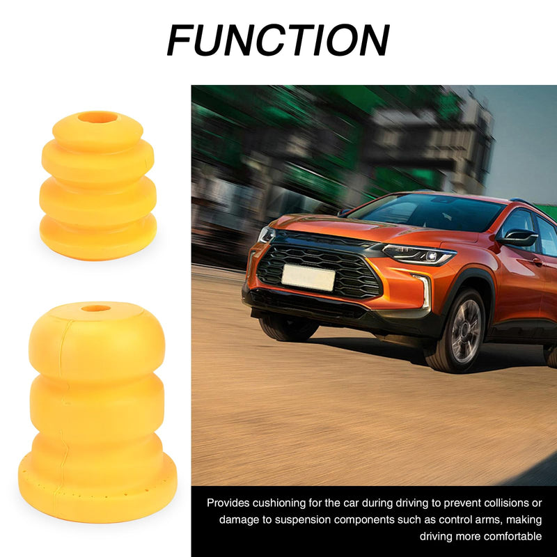 Pack-4 Car Front Lower Suspension Bump Rubber Pad, Replacement 15153958 15039397, Front and Rear Side Control Arm Bumper Shock Absorbing Block, Compatible with Cadillac Chevrolet GMC (Yellow)