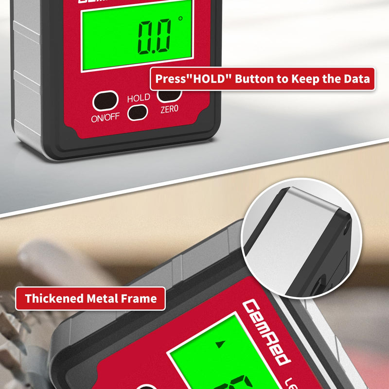 GemRed Digital Angle Gauge (Aluminum-with Hold Function)