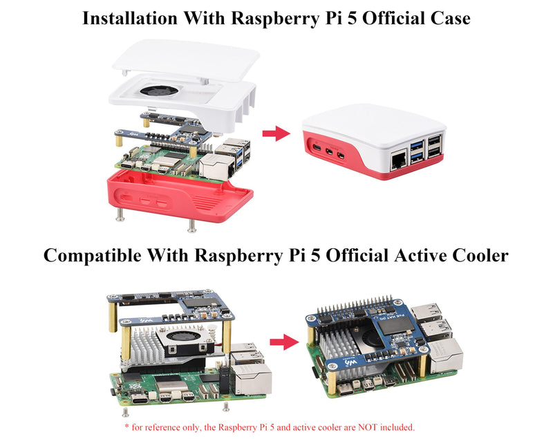 Pi 5 PoE HAT Compatible with Raspberry Pi 5 / Compute Module 5, Isolated Switched-Mode Power Supply,Power Over Ethernet HAT Offer Network Connection and Power Supply to Pi 5/CM 5 in One Cable, 5V 5A