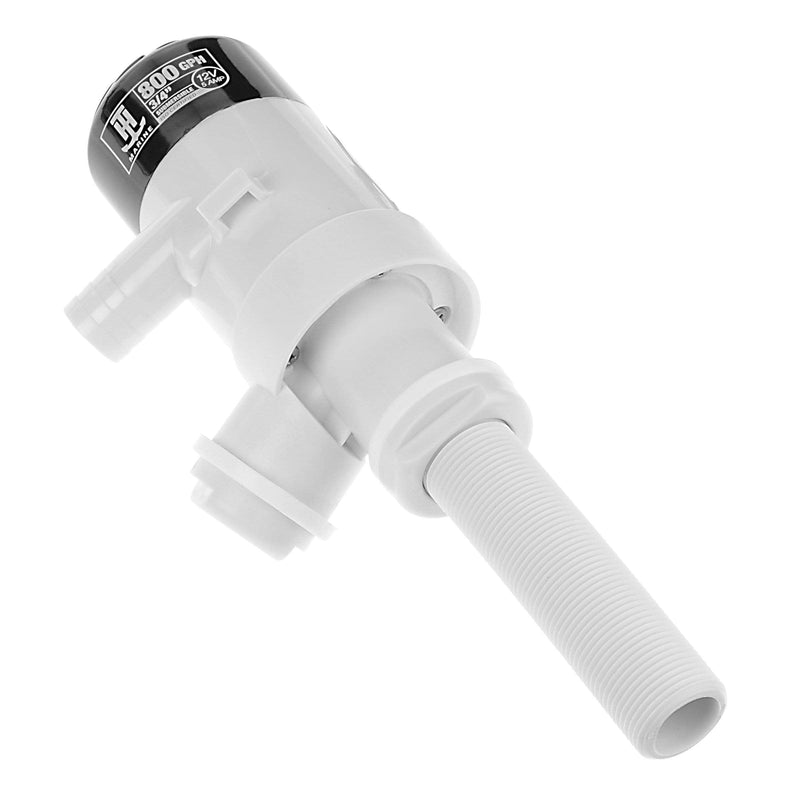 T-H Marine 800 GPH Thru-Hull Livewell Pump - 3/4 Inch Hose Outlet Straight or Angle Mount Marine Livewell Pump with 30 Inch Lead Wires Corrosion-Resistant Removable Cartridge and Quiet Operation