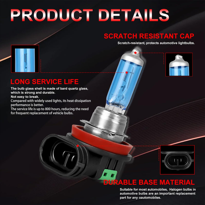  [AUSTRALIA] - Fit for Toyota Tacoma 2016 2017 2018 2019 2020 2021 2022 2023 Headlight Bulbs,H9/H11 High Beam + H11 Low Beam Halogen Headlight Bulbs Headlamp Replcement Bulb Kit,Plug and Play,Bright White for Toyota Tacoma 2016-2023(Hi&Lo beam)