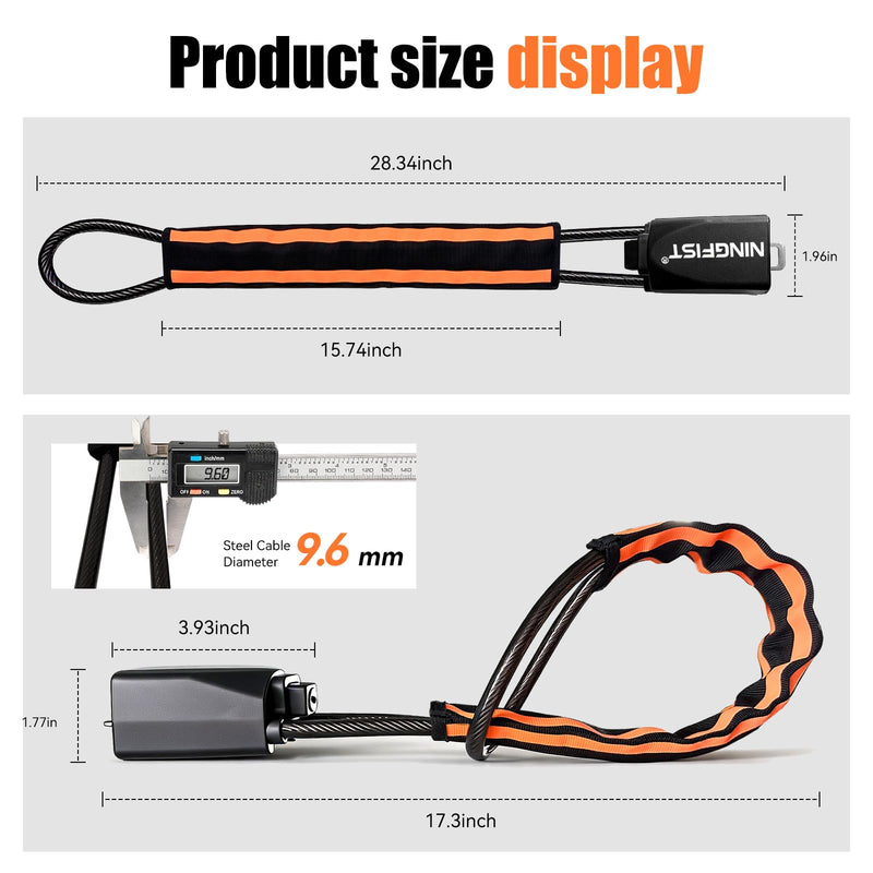 Steering Wheel Lock Anti-Theft Device, Heavy Duty Car Security Vehicle Lock with Keys, Universal Fit Adjustable Bright Orange Black for Cars Trucks SUVs