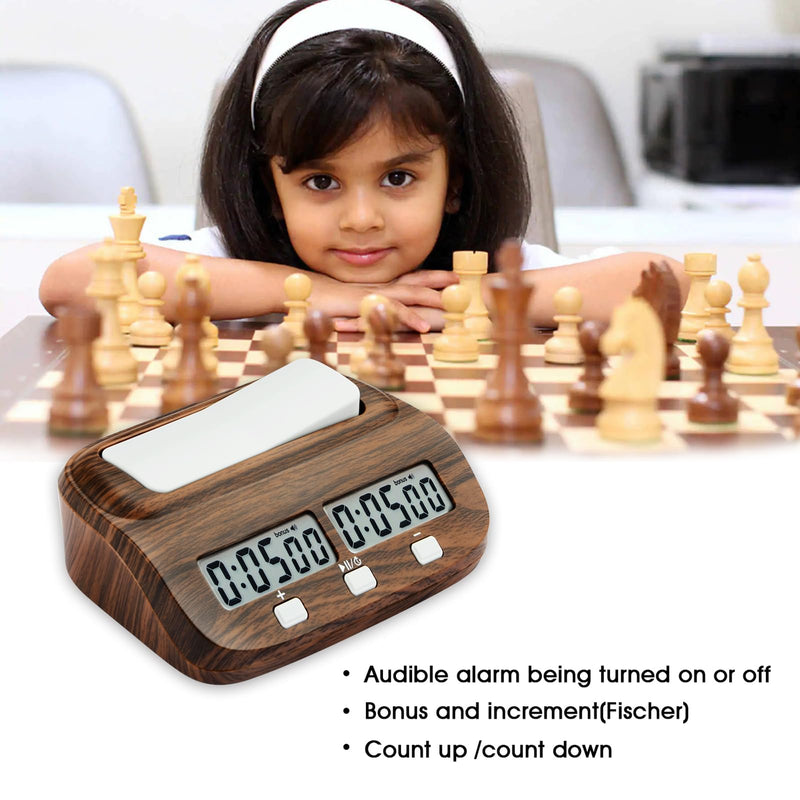 Chess Clock Digital Chess Timer with Delay and Bonus Professional for Board Games Timer Wood Grain Color
