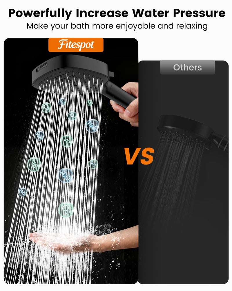 Filtered Shower Head with Handheld, High Pressure 7 Mode Black Handheld Shower Head with Hose and Filters for Hard Water, Built-in Power Wash to Clean Tub, Remove Chlorine - Reduce Dry Itchy Skin
