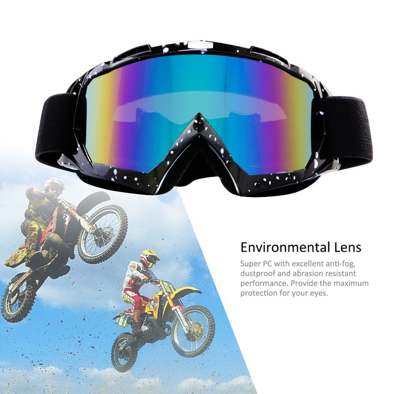 Motorcycle Goggles Dirt Bike Goggles Windproof ATV Dustproof Racing GogglesScratch Resistant Ski Goggles Protective Safety Glasses PU Resin (Black frame+Color lens) Marble Black Frame+color Lens