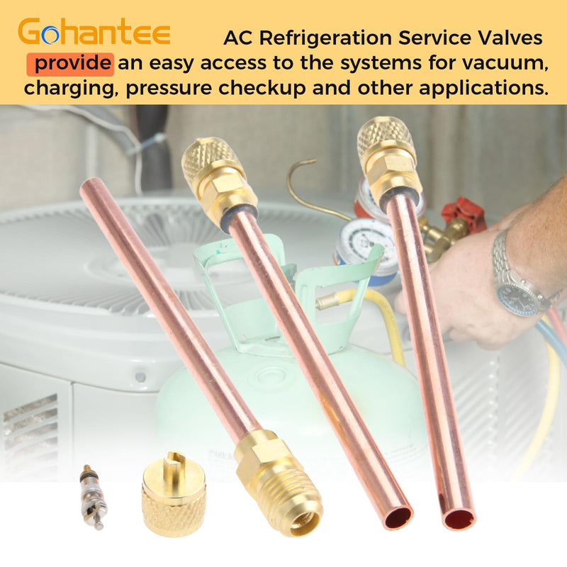 10PCS Access/Service Valve 1/4'' SAE x 1/4'' OD x 4'' Stem Core AC Refrigeration