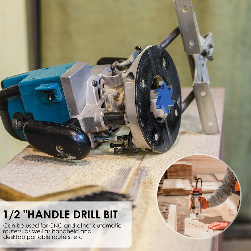 2PCS Slab Flattening Router Bit 1/2 Shank, 2-1/2" Cut Dia, 6 Flute Surfacing Router Bit Efficient Slab Flattening Multifunctional Planing for Solid Wood Density Board Laminate 1/2" Shank Blue
