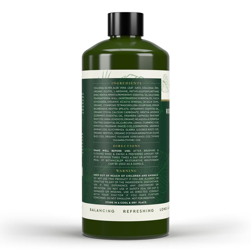 Colloidal Silver Mouthwash | Nano Silver Alcohol-Free Mouth Rinse | Aloe Vera, Zinc, MSM & 18 Botanical CO2 Extracts | pH Balanced | Fluoride Free | Peppermint