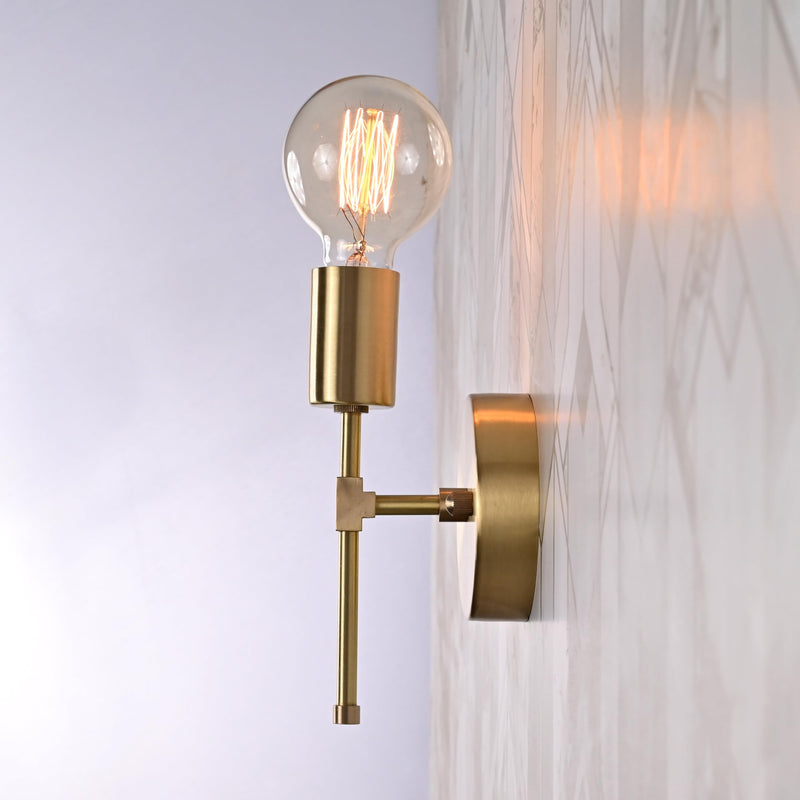 Modern Brass Wall Sconce Light – Industrial Wall Lamps with Exposed Bulbs – Hardwired Mid Century Accent Light Fixture for Bathroom, Bedroom, Hallway, or Entryway (1) 1
