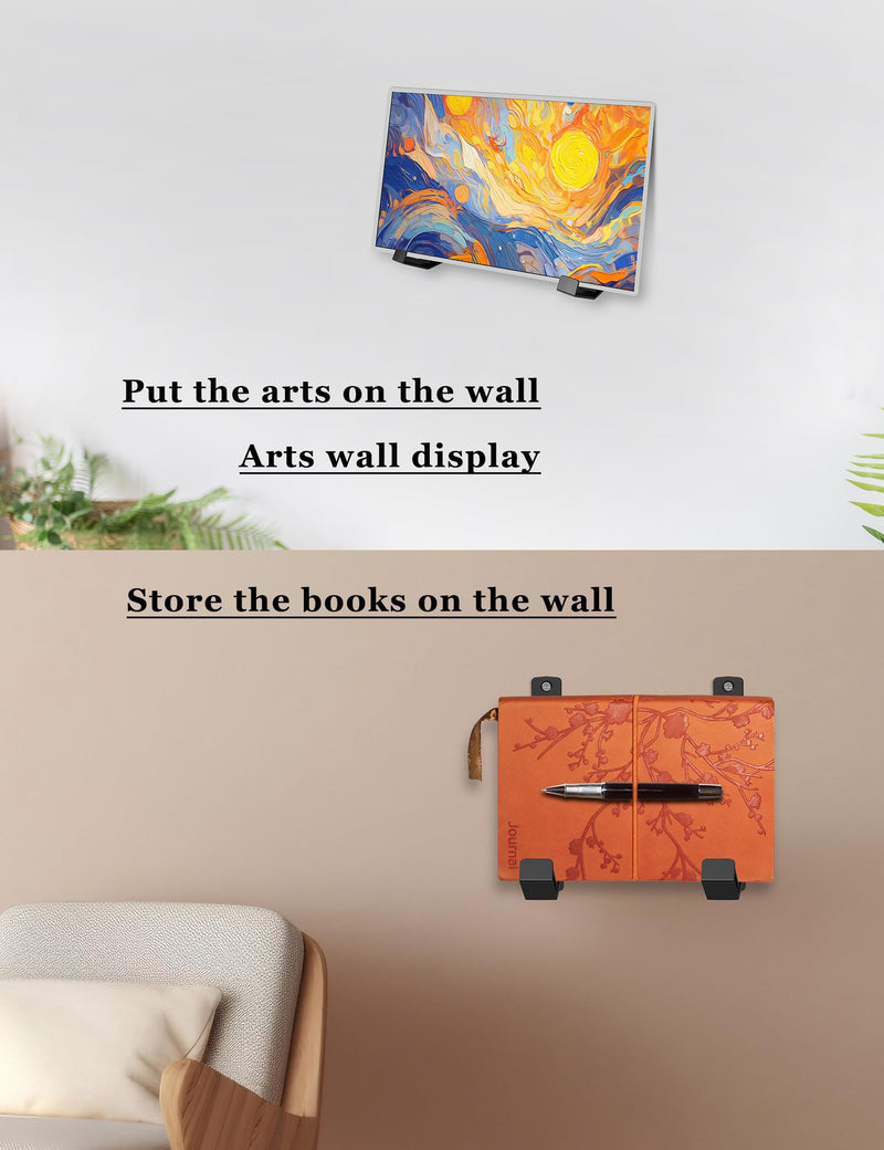 Universal Wall Mount Storage Organizer for Keyboard/Laptop/Tablet, Wall Display Rack Holder for Electronics, Compatible with Wall Hangers for Pictures/Paintings/Frames/Books (Black) Black