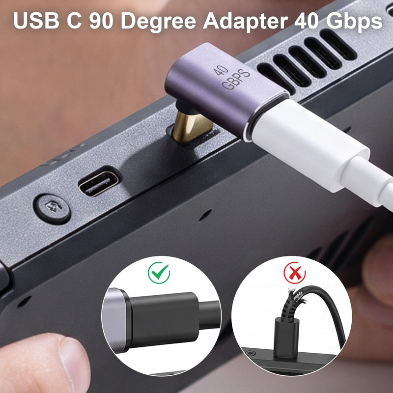 4 Style USB C Right Angle Adapter, 90 Degree Male to Female Adapter | Right Angle USB C Adapter Usbc 90 Degree Adapter 40gbps Type C Adapter Extender for Phone Pad Computers (Purple)