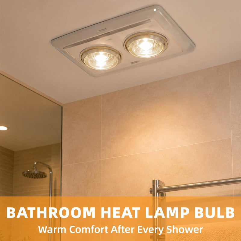 250W Clear Heat Lamp Bulbs, 8000 Hours Rated, R40 Bathroom Shower Incandescent Light Bulb, Infrared Heating for Chickens, Reptiles, Pets, Food, E26 Base, 4 Pack White
