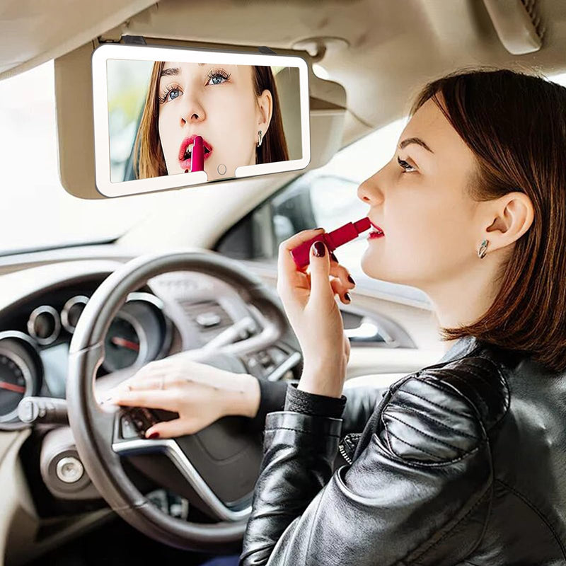 Car Sun Visor Vanity Mirror, 3 Light Modes & 60 LEDs, Rechargeable Dimmable Touch Screen Travel Makeup Mirror,Universal for Truck SUV-Car Accessories Essentials for Women（White） White 1 Pack