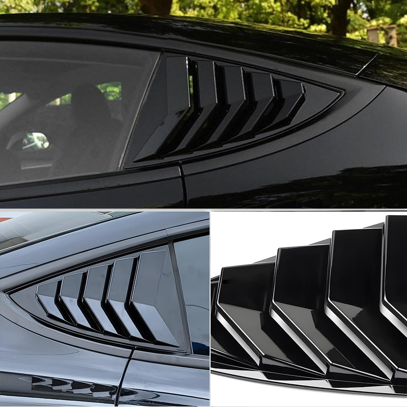 for Tesla Model 3 2017-2024 Rear Side Window Louvers Air Vent Scoop Louver Window Scoop Louver Cover ABS Sun Rain Shade Vent Sport Style Exterior Decoration 2pcs(Glossy Black) Model 3 and Model 3 Highland Glossy Black
