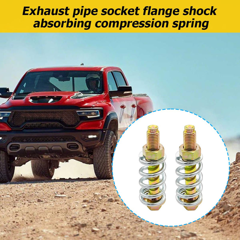 Zipelo 2PCS Car Exhaust Spring Bolt and Nut kit, M10 x 1.25 Auto Exhaust Bolt and Spring Hardware Kit with Nuts Gaskets, Vehicle Replacement Accessories, Universal for RV, SUV, Truck