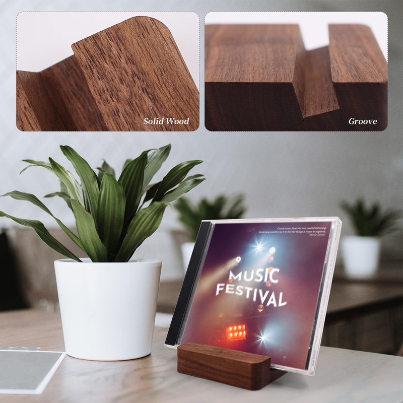 1 Pcs CD Display Rack, Solid Wood Tabletop Cd Holder Stand, Single DVD Holder for CD/DVD/Phone/Albums (Brown) Brown