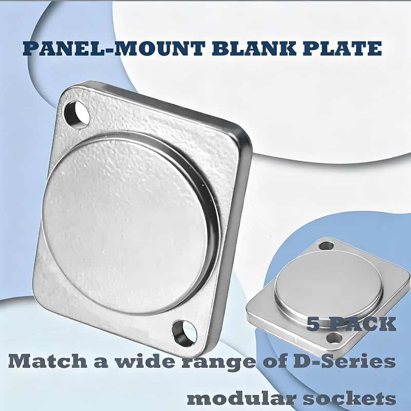 5PCS Panel Mount Blank Plates D Series Metal Rack Mounting Plates for Chassis Connectors XLR Connectors Ideal for Custom Installations Professional Grade Panel Mount Blank Plates(Silver)