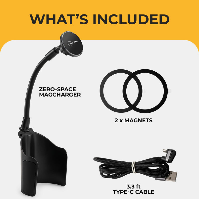 Car Mount Wireless Charger 15W - Magnetic Phone Holder - Zero Space & Secure - Auto Accessories Charger - Compatible with iPhone 17 Pro Max to 12 - Compatible with Android Devices