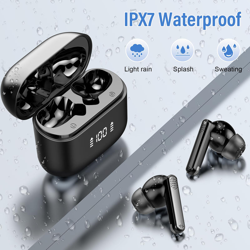 Thunelec Wireless Earbuds Bluetooth 5.4 Headphones 48H Playback HiFi Stereo | Bluetooth Ear Buds with Real Time Translation, in Ear Sports Earphones with ENC Noise Cancelling Mic for Android/iOS Phones Dark Black