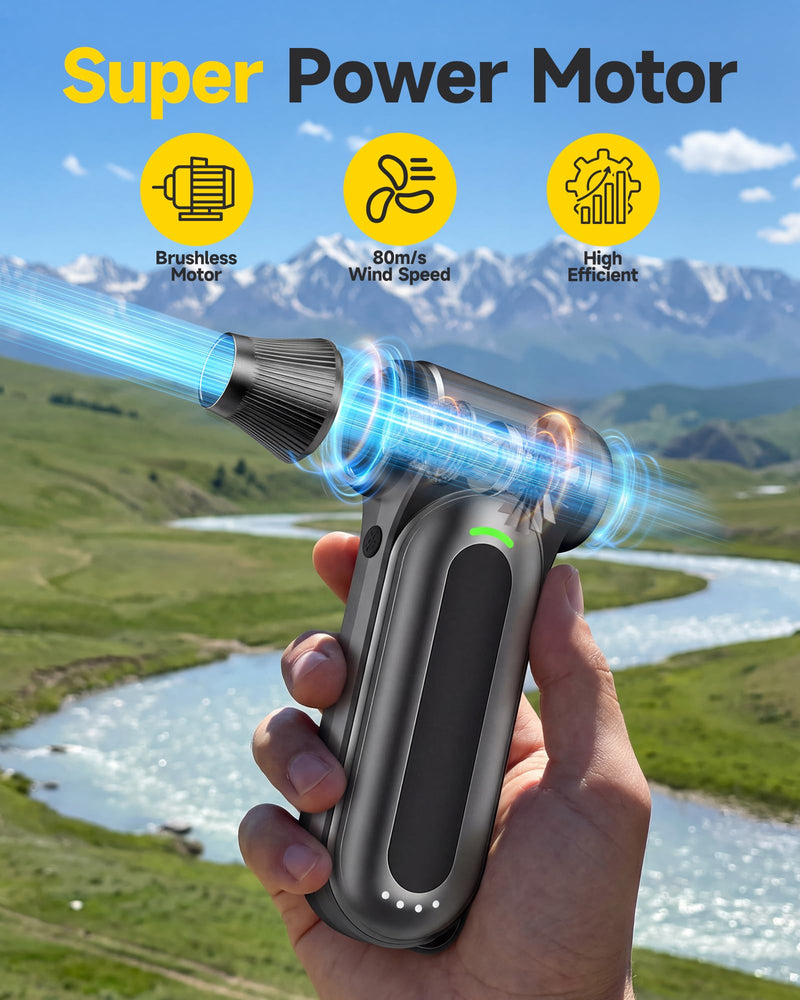 Compressed Air Duster, 170,000 RPM Electric Air Duster with Brushless Motor, 4-Speed Cordless Rechargeable Air Blower for Keyboard, PC, Car - Electronics, Canned Air Alternative Onyx Gray