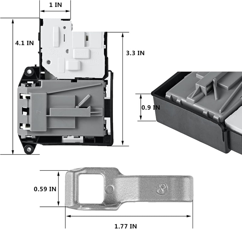 EBF61315802 Washer DoorLock Switch Washer Door Lock Strike Assembly Compatible Replace 2667085 AP5672154 PS7792232 EBF62534401 -Exact for L.G Front-Load Washers & Ken-More 796-series
