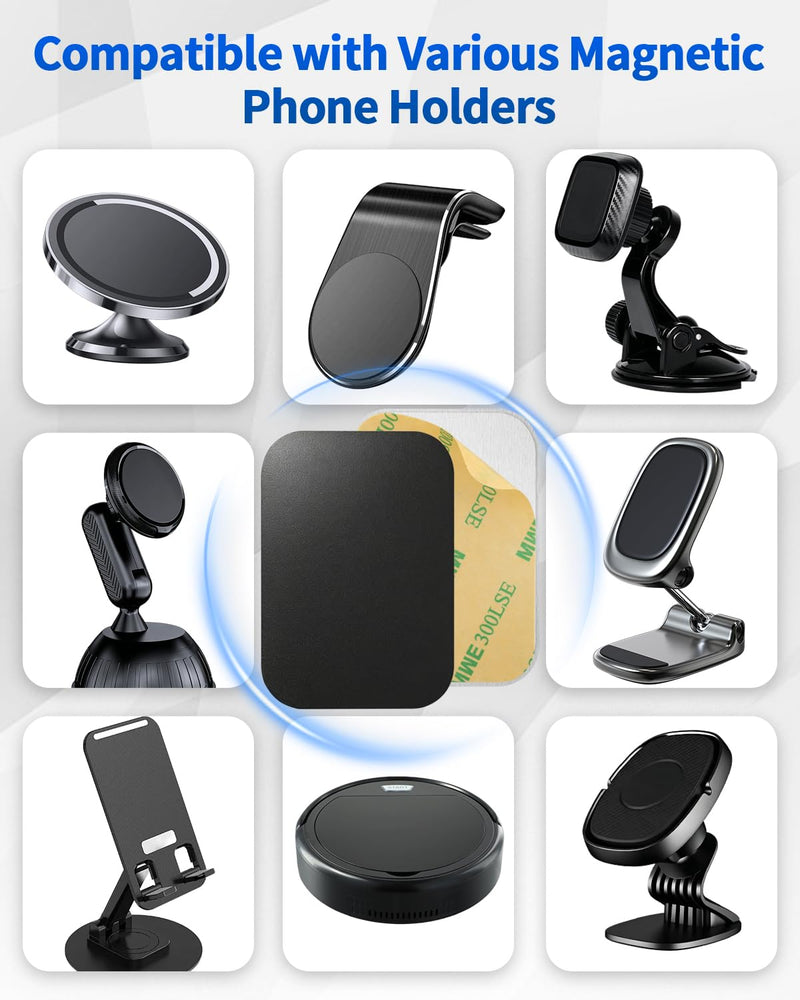 32 Pack Adhesive Metal Plate for Magnets - 2.55" X 1.77" Metal Plate with Adhesive Backing, Magnet for Phone Case and Magnetic Car Mount, Metal Plate for Phone Vent Wall Mount (Black) Black Rectangle-2.55*1.77 in